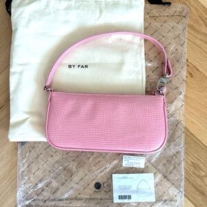 BY FAR Rachel Venus embossed leather shoulder bag pink